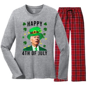 Happy 4th Of July Joe Biden St Patrick's Day Funny Women's Long Sleeve Flannel Pajama Set 