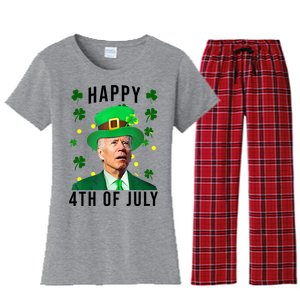 Happy 4th Of July Joe Biden St Patrick's Day Funny Women's Flannel Pajama Set