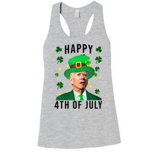 Happy 4th Of July Joe Biden St Patrick's Day Funny Women's Racerback Tank