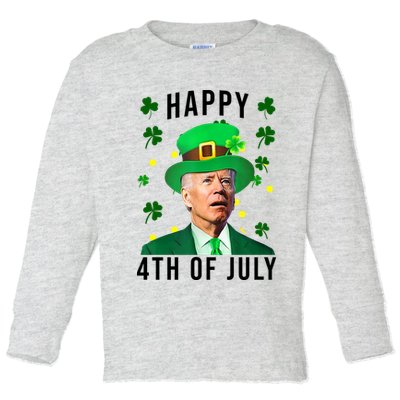 Happy 4th Of July Joe Biden St Patrick's Day Funny Toddler Long Sleeve Shirt