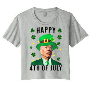 Happy 4th Of July Joe Biden St Patrick's Day Funny Women's Crop Top Tee