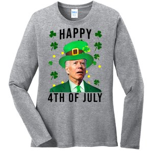 Happy 4th Of July Joe Biden St Patrick's Day Funny Ladies Long Sleeve Shirt