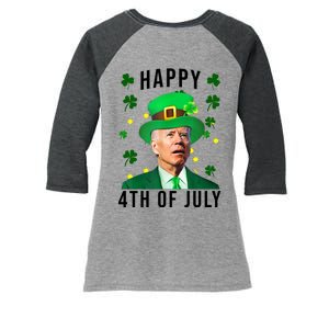 Happy 4th Of July Joe Biden St Patrick's Day Funny Women's Tri-Blend 3/4-Sleeve Raglan Shirt