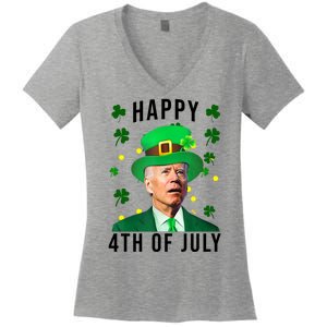 Happy 4th Of July Joe Biden St Patrick's Day Funny Women's V-Neck T-Shirt