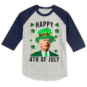 Happy 4th Of July Joe Biden St Patrick's Day Funny Kids Colorblock Raglan Jersey