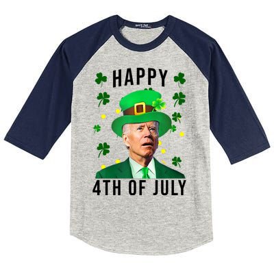 Happy 4th Of July Joe Biden St Patrick's Day Funny Kids Colorblock Raglan Jersey