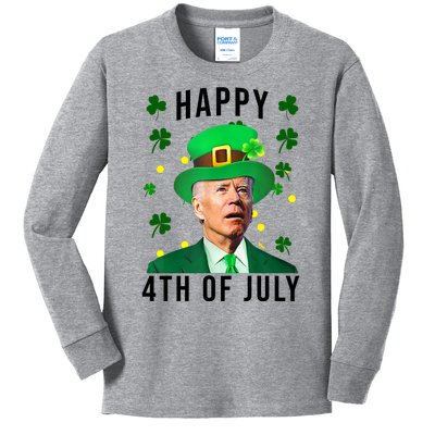 Happy 4th Of July Joe Biden St Patrick's Day Funny Kids Long Sleeve Shirt