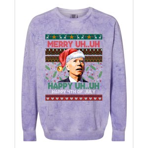 Happy 4th Of July Joe Biden Merry Uh Uh Ugly Christmas Gift Colorblast Crewneck Sweatshirt