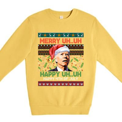 Happy 4th Of July Joe Biden Merry Uh Uh Ugly Christmas Gift Premium Crewneck Sweatshirt