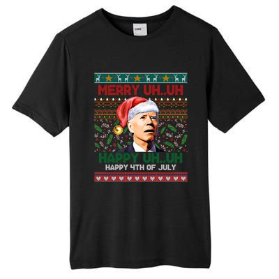 Happy 4th Of July Joe Biden Merry Uh Uh Ugly Christmas Gift Tall Fusion ChromaSoft Performance T-Shirt