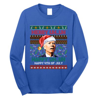 Happy 4th Of July Joe Biden Merry Uh Uh Ugly Christmas Gift Long Sleeve Shirt