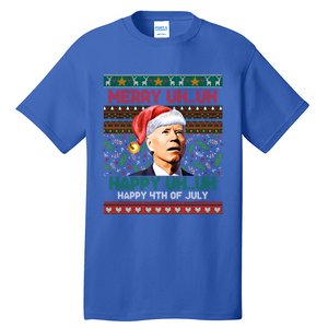 Happy 4th Of July Joe Biden Merry Uh Uh Ugly Christmas Gift Tall T-Shirt