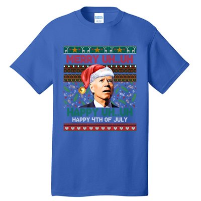 Happy 4th Of July Joe Biden Merry Uh Uh Ugly Christmas Gift Tall T-Shirt