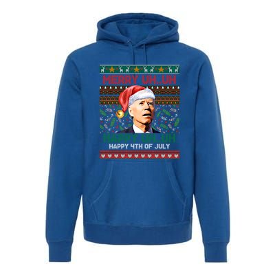 Happy 4th Of July Joe Biden Merry Uh Uh Ugly Christmas Gift Premium Hoodie