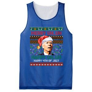 Happy 4th Of July Joe Biden Merry Uh Uh Ugly Christmas Gift Mesh Reversible Basketball Jersey Tank