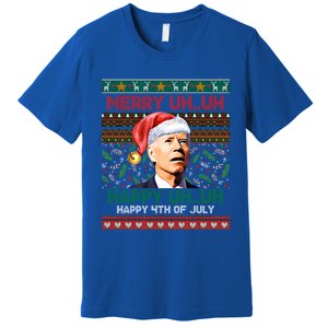 Happy 4th Of July Joe Biden Merry Uh Uh Ugly Christmas Gift Premium T-Shirt