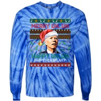 Happy 4th Of July Joe Biden Merry Uh Uh Ugly Christmas Gift Tie-Dye Long Sleeve Shirt