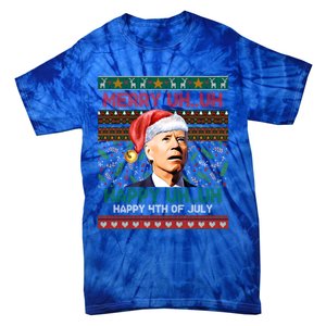 Happy 4th Of July Joe Biden Merry Uh Uh Ugly Christmas Gift Tie-Dye T-Shirt