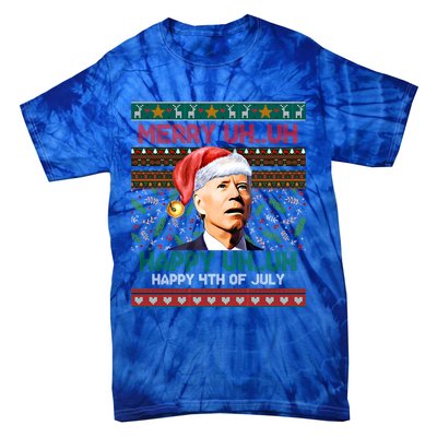 Happy 4th Of July Joe Biden Merry Uh Uh Ugly Christmas Gift Tie-Dye T-Shirt