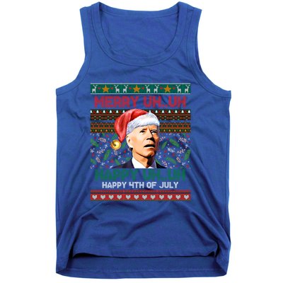 Happy 4th Of July Joe Biden Merry Uh Uh Ugly Christmas Gift Tank Top