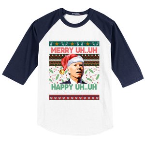 Happy 4th Of July Joe Biden Merry Uh Uh Ugly Christmas Gift Baseball Sleeve Shirt