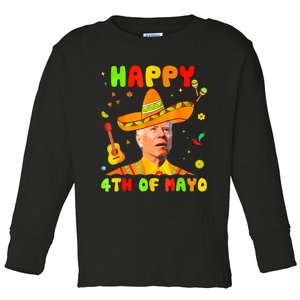 Happy 4th Of Mayo Funny Joe Biden Confused Cinco De Mayo Toddler Long Sleeve Shirt