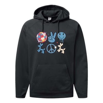 Happy 4th Of July Retro Gift Performance Fleece Hoodie