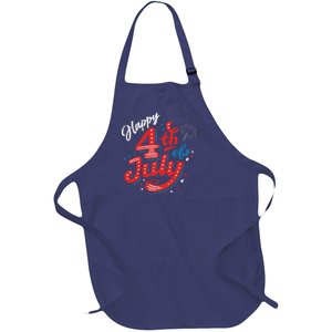 Happy 4th Of July Cool Independence Day Patriotic American Full-Length Apron With Pockets