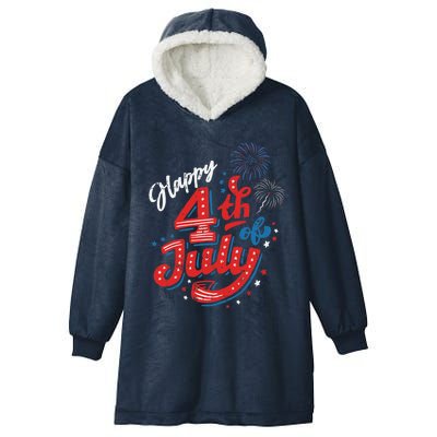 Happy 4th Of July Cool Independence Day Patriotic American Hooded Wearable Blanket