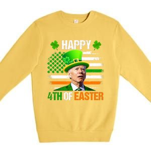 Happy 4th Of Easter Joe Biden St Patricks Day Leprechaun American Flag Premium Crewneck Sweatshirt