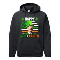 Happy 4th Of Easter Joe Biden St Patricks Day Leprechaun American Flag Performance Fleece Hoodie