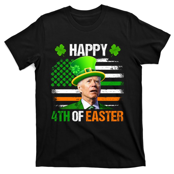 Happy 4th Of Easter Joe Biden St Patricks Day Leprechaun American Flag T-Shirt