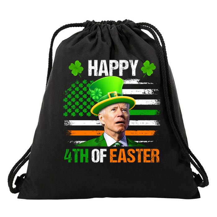 Happy 4th Of Easter Joe Biden St Patricks Day Leprechaun American Flag Drawstring Bag