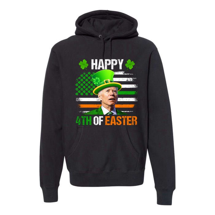 Happy 4th Of Easter Joe Biden St Patricks Day Leprechaun American Flag Premium Hoodie