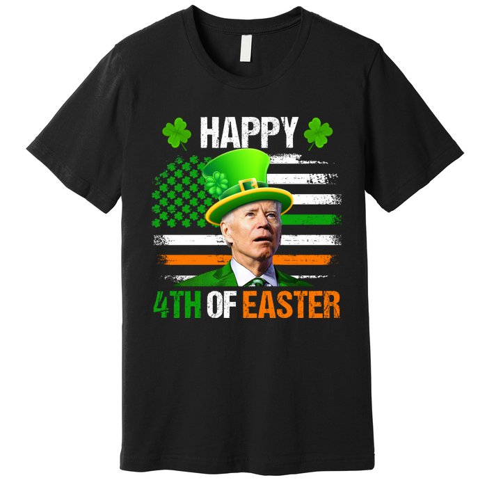 Happy 4th Of Easter Joe Biden St Patricks Day Leprechaun American Flag Premium T-Shirt