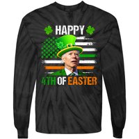 Happy 4th Of Easter Joe Biden St Patricks Day Leprechaun American Flag Tie-Dye Long Sleeve Shirt