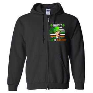 Happy 4th Of Easter Joe Biden St Patricks Day Leprechaun American Flag Full Zip Hoodie