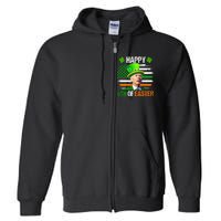 Happy 4th Of Easter Joe Biden St Patricks Day Leprechaun American Flag Full Zip Hoodie