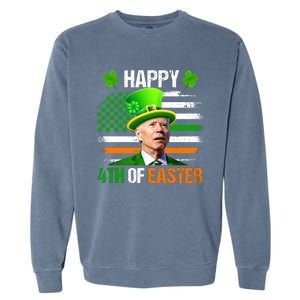 Happy 4th Of Easter Joe Biden St Patricks Day Leprechaun American Flag Garment-Dyed Sweatshirt