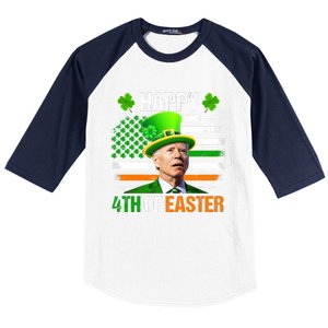 Happy 4th Of Easter Joe Biden St Patricks Day Leprechaun American Flag Baseball Sleeve Shirt