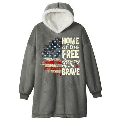 Happy 4th Of July Sunflower Hooded Wearable Blanket