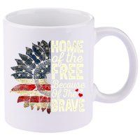 Happy 4th Of July Sunflower 11oz C Handle Ceramic Mug