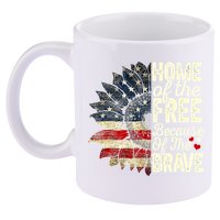 Happy 4th Of July Sunflower 11oz C Handle Ceramic Mug