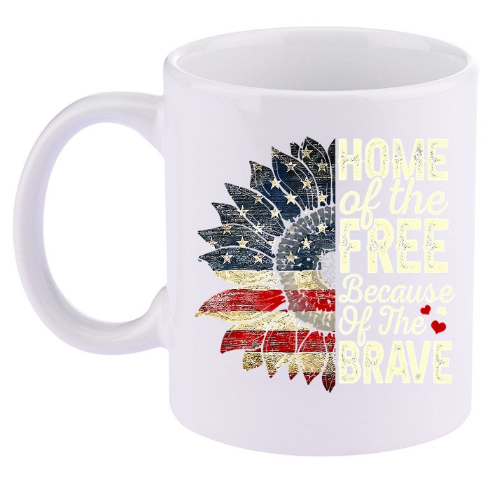 Happy 4th Of July Sunflower 11oz C Handle Ceramic Mug