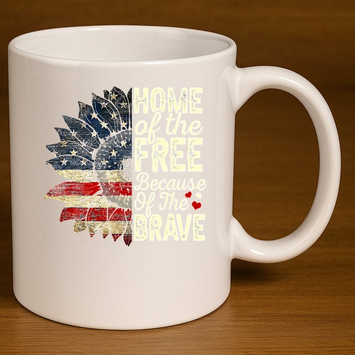 Happy 4th Of July Sunflower 11oz C Handle Ceramic Mug
