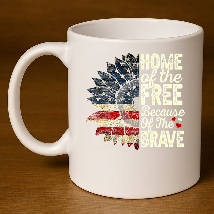 Happy 4th Of July Sunflower 11oz C Handle Ceramic Mug