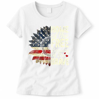 Happy 4th Of July Sunflower Womens T-Shirt