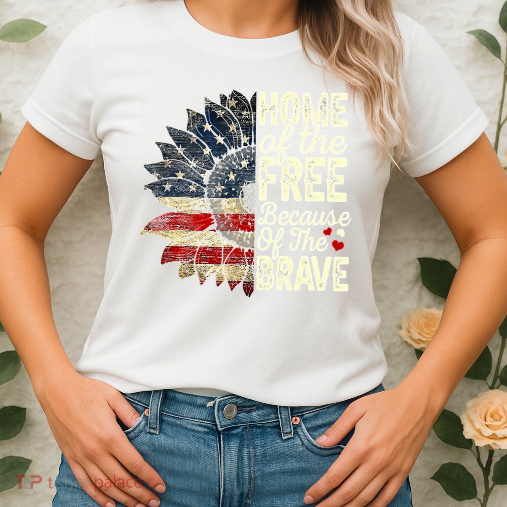 Happy 4th Of July Sunflower Womens T-Shirt