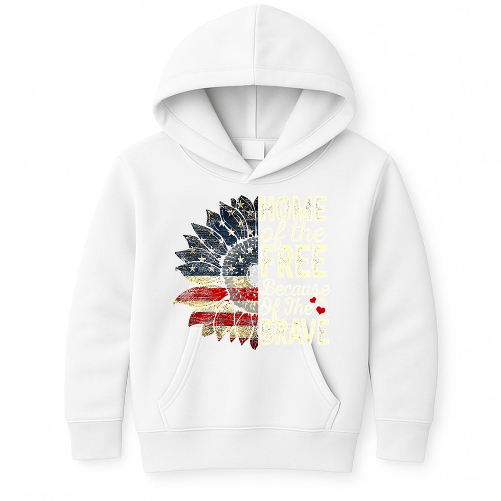 Happy 4th Of July Sunflower Kids Hoodie