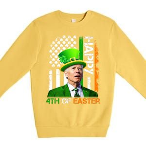 Happy 4th Of Easter Joe Biden St Patricks Day Leprechaun American Flag Premium Crewneck Sweatshirt